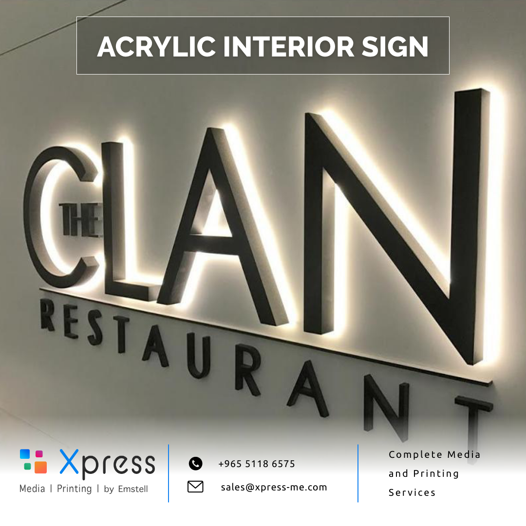 Acrylic Interior Sign and Back light Method in Best Signage Concepts